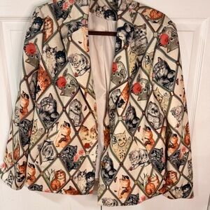 Chic Cat Print Blazer in Multicolor